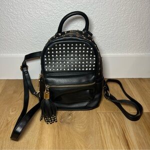 Bebe Black Jett Mini Backpack With Rhinestones Studs